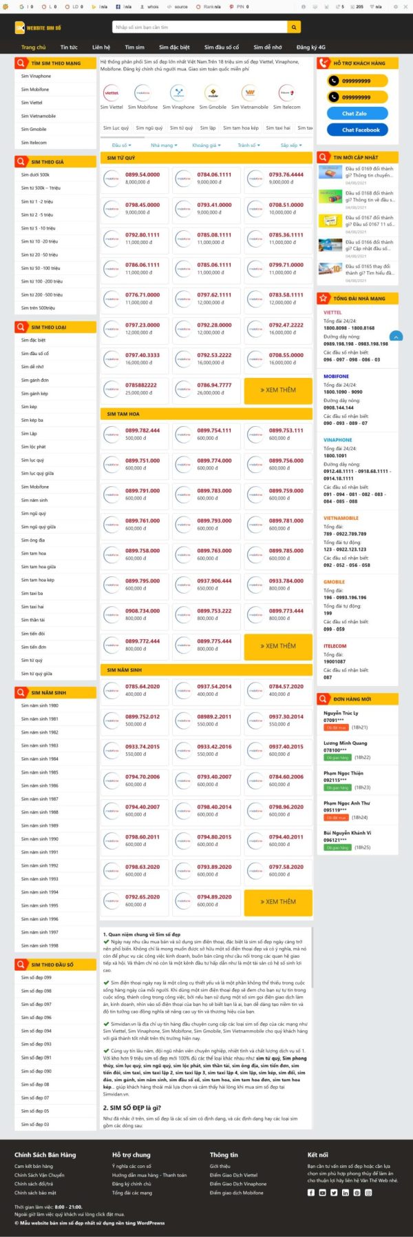 Theme wordpress bán sim